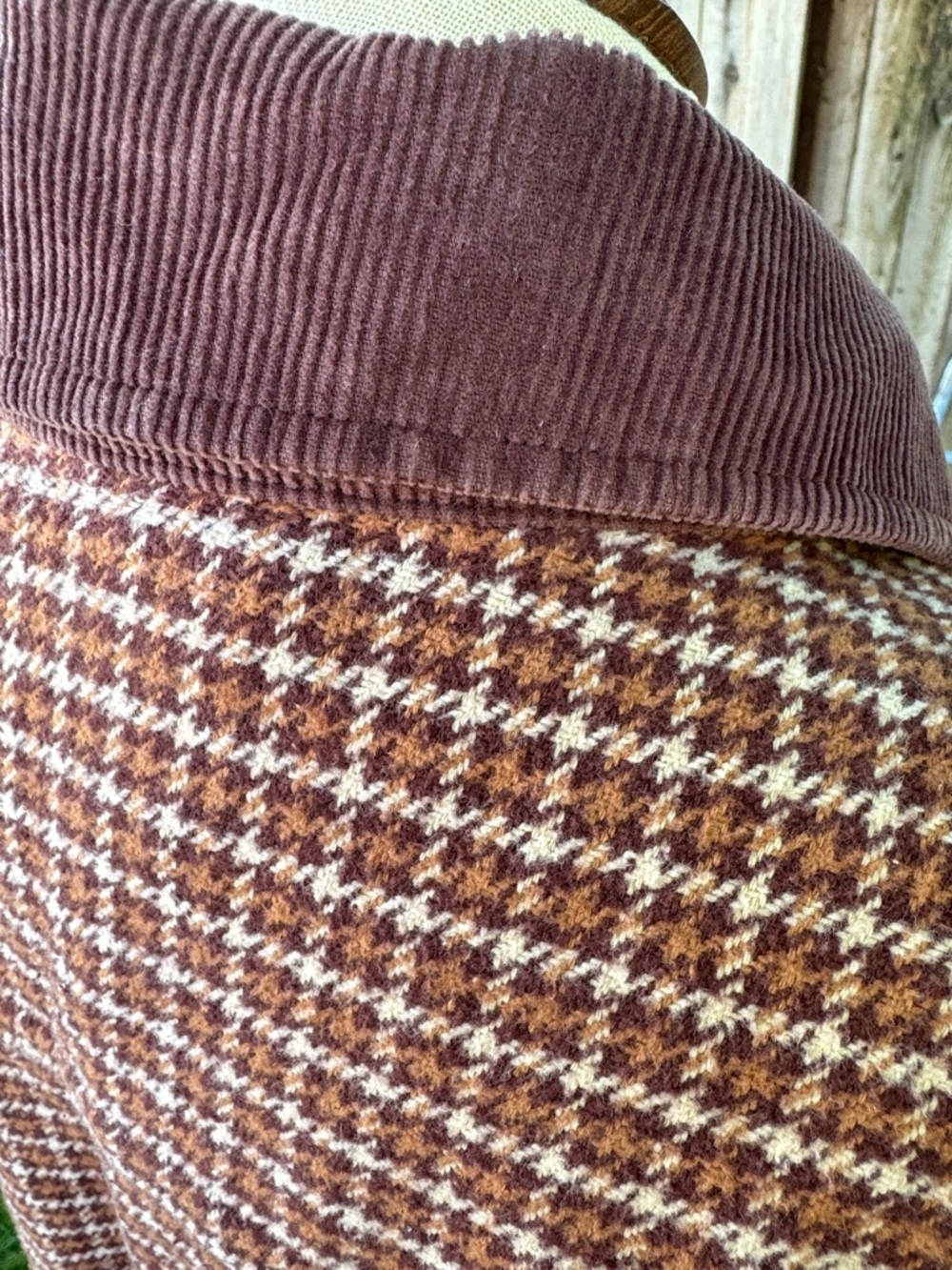 Lucky Brand Cropped Utility Jacket Houndstooth Brown Corduroy Collar Women's XL - Picture 6 of 9